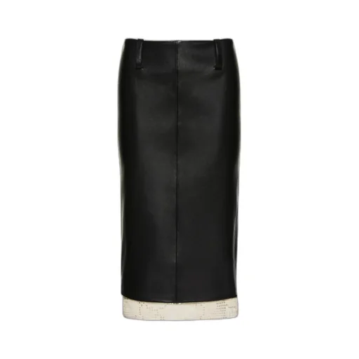 Magda Butrym Leather Lace Hem Midi Skirt