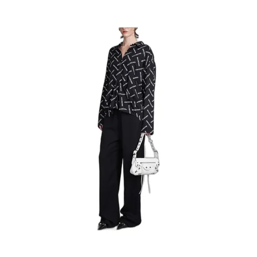 All-Over Logo Collared Long-Sleeve Shirt