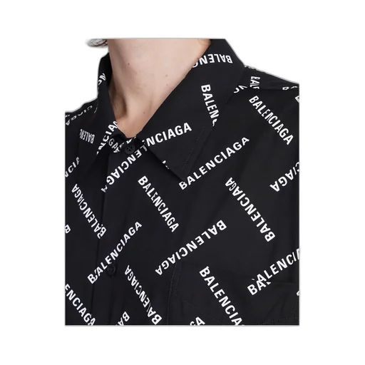 All-Over Logo Collared Long-Sleeve Shirt