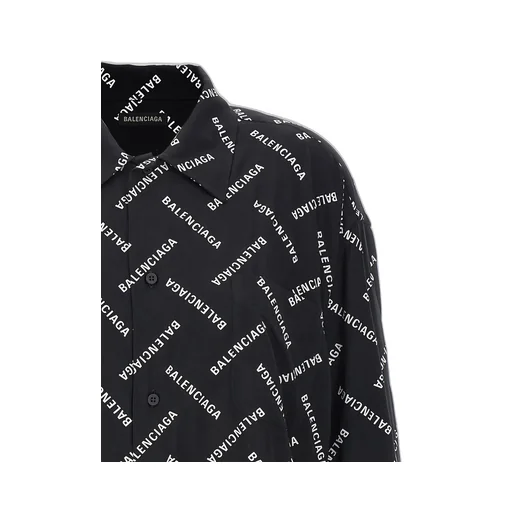 All-Over Logo Collared Long-Sleeve Shirt
