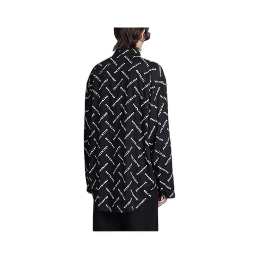 All-Over Logo Collared Long-Sleeve Shirt