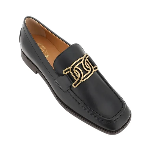 Logo Plaque Leather Loafers