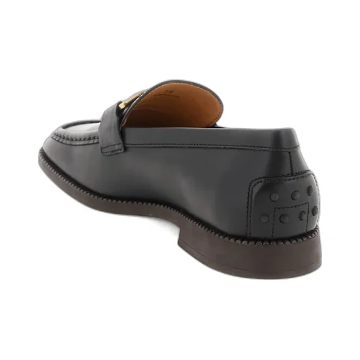 Logo Plaque Leather Loafers