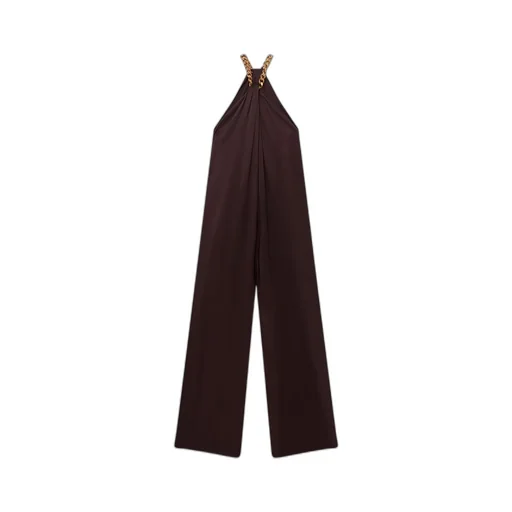 Stella Mccartney Chain Halterneck Satin Jumpsuit