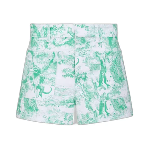 Christian Dior Allover Printed Denim Shorts