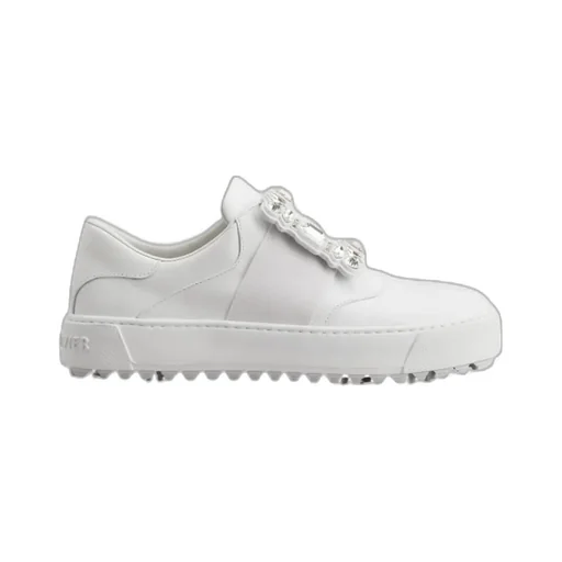 Viv' Golf Rhinestone Buckle Sneakers In Leather