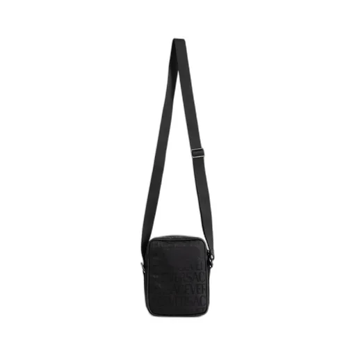 Versace Greca Plaque Foldover Top Messenger Bag