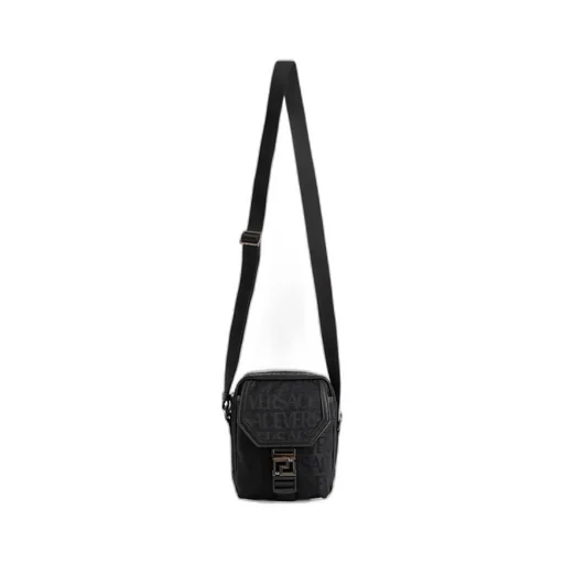 Versace Greca Plaque Foldover Top Messenger Bag