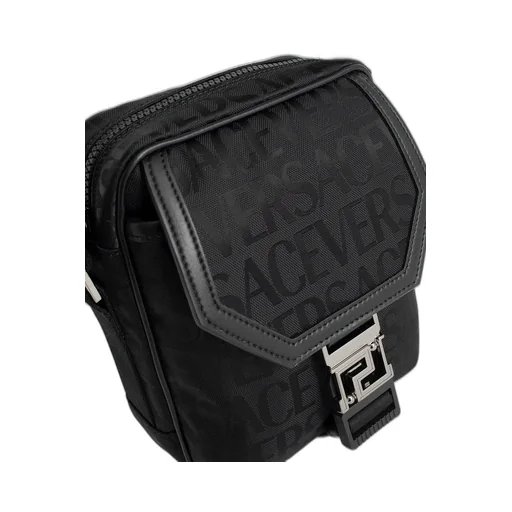 Versace Greca Plaque Foldover Top Messenger Bag