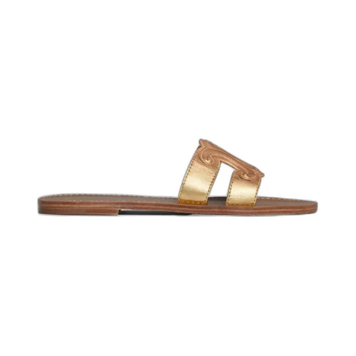Celine Triomphe Mule In Metalized Calfskin