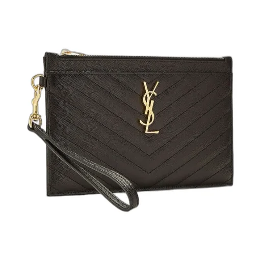 Saint Laurent Cassandre Matelassé Large Zipped Clutch Bag