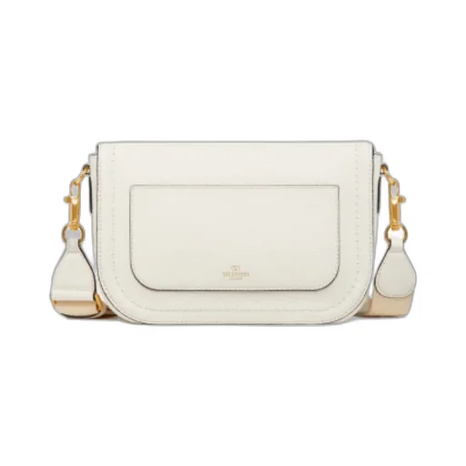 Valentino Alltime Logo Plaque Foldover Top Crossbody Bag
