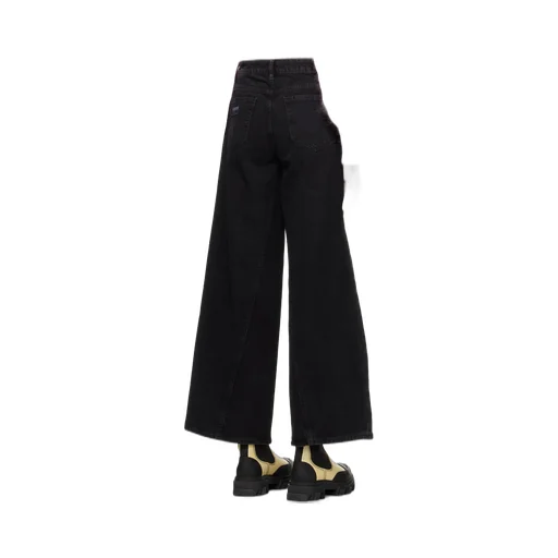 Ganni Logo-Patch Wide-Leg Jeans