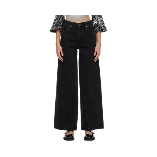 Ganni Logo-Patch Wide-Leg Jeans