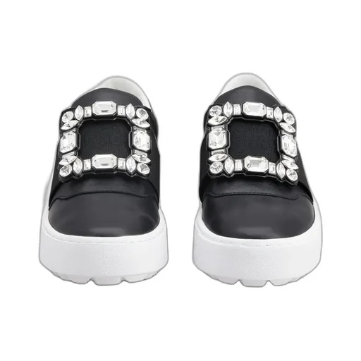 Very Vivier Strass Buckle Sneakers In Leather