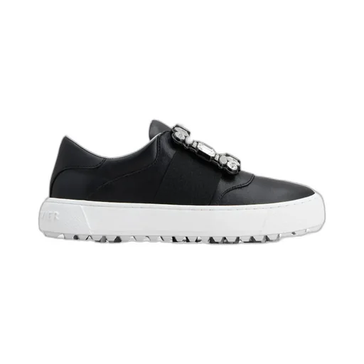 Very Vivier Strass Buckle Sneakers In Leather