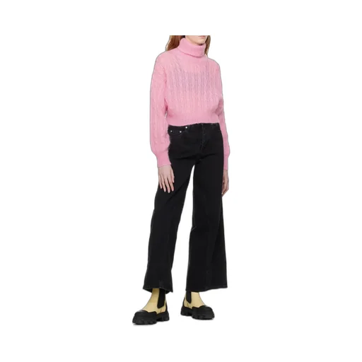 Ganni Logo-Patch Wide-Leg Jeans
