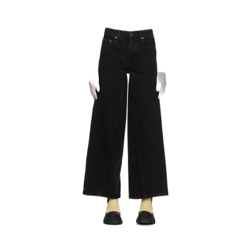 Ganni Logo-Patch Wide-Leg Jeans