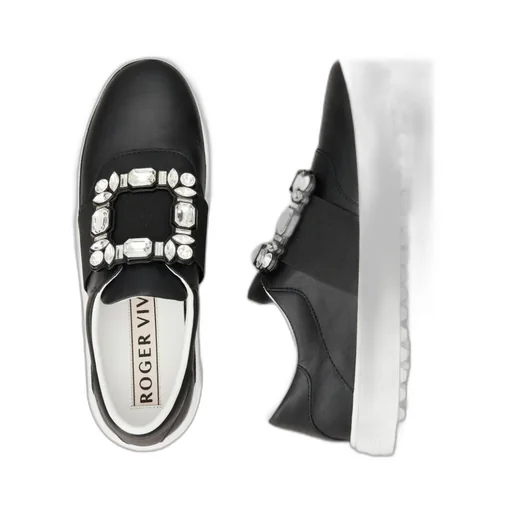 Very Vivier Strass Buckle Sneakers In Leather