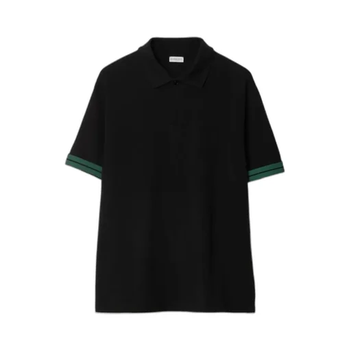 Burberry Striped-Cuffs Short Sleeved Polo Shirt