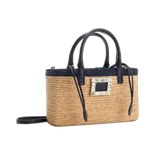 Roger Vivier Small Skate Raffia Shopping Bag