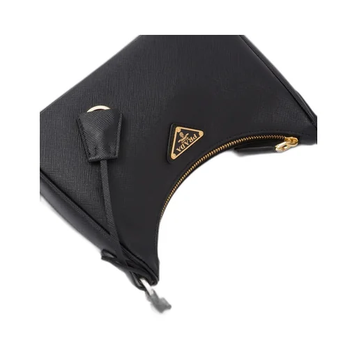 Prada Logo Plaque Zipped Shoulder Bag