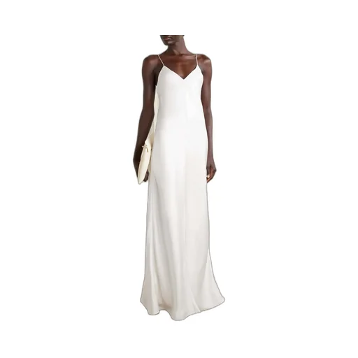V-Neck Silk Suspender Dress