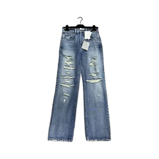 Broken Hole Details Denim Trousers