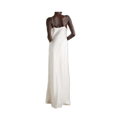 V-Neck Silk Suspender Dress