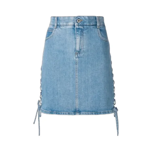 Blue Side-Laced Denim Skirt