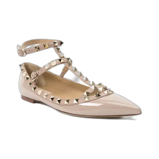Valentino Garavani Rockstud Pointed Toe Ballerina Shoes