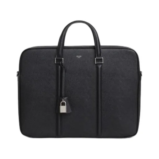 Black Medium Grain Logo Briefcase