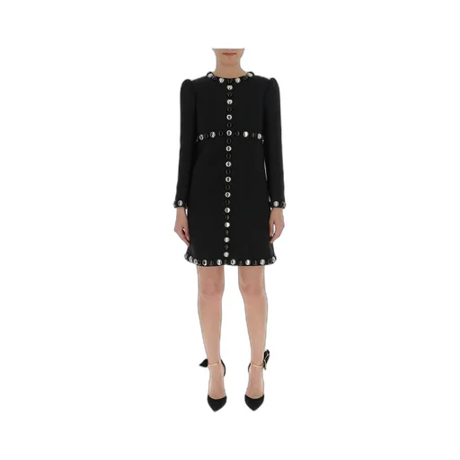 Black Beaded Long-Sleeved Dress