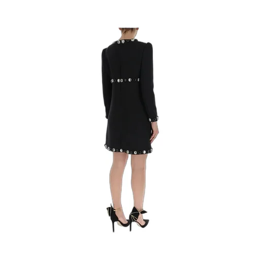 Black Beaded Long-Sleeved Dress
