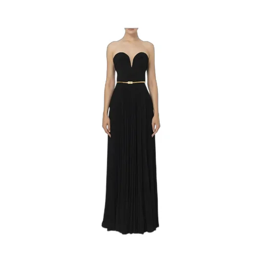 Elisabetta Franchi Pleated Belted Carpet Dress