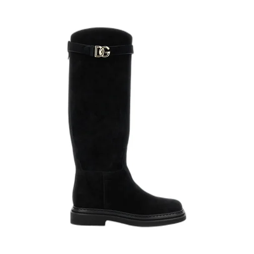 Dolce & Gabbana Logo Plaque Round Toe Boots