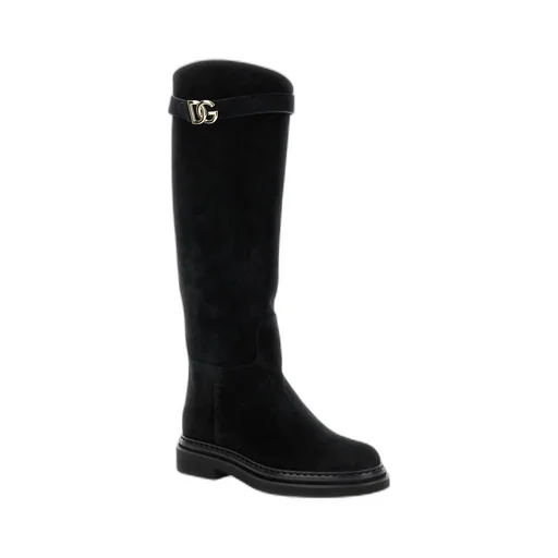 Dolce & Gabbana Logo Plaque Round Toe Boots