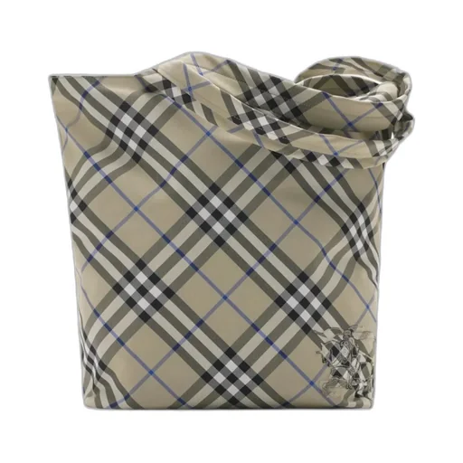 Burberry Equestrian Knight-Embroidered Checked Tote Bag