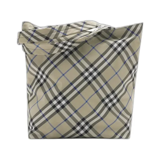 Burberry Equestrian Knight-Embroidered Checked Tote Bag