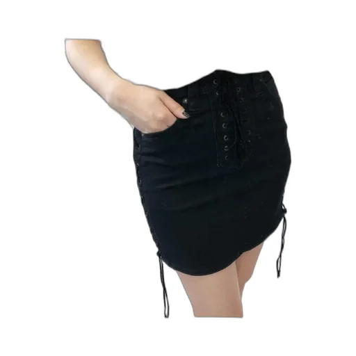 Straddle Denim Skirt