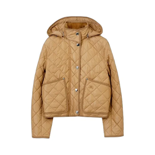 Burberry Diamond-Quilted Ekd Embroidered Hooded Jacket