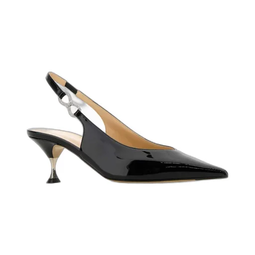 60Mm Crystal-Bow Slingback Pumps