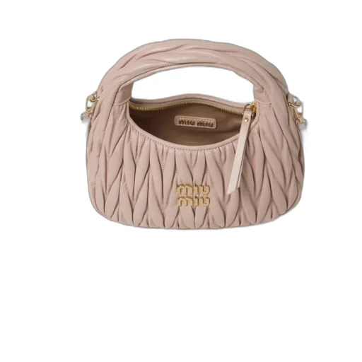 Miu Miu Wander Matelassé Logo Plaque Mini Hobo Bag