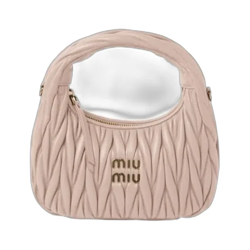 Miu Miu Wander Matelassé Logo Plaque Mini Hobo Bag