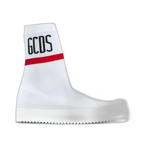 White Logo Knitted High-Top Casual Sneakers