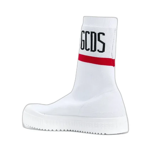 White Logo Knitted High-Top Casual Sneakers