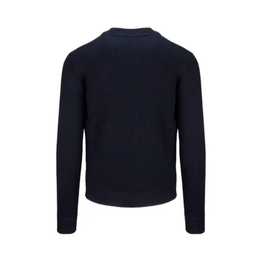 Navy Blue Turtleneck Knitted Cardigan