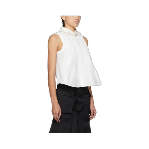 Sacai Pleated Flared Hem Sleeveless Shirt