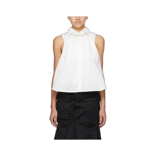 Sacai Pleated Flared Hem Sleeveless Shirt
