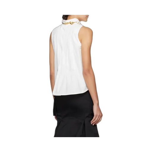 Sacai Pleated Flared Hem Sleeveless Shirt